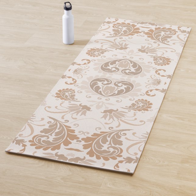 Tapete De Yoga Paisley em Beige Aestésico Moderno Tan Brown (In Situ)