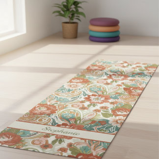 Tapete De Yoga Paisley Floral Yoga Mat - Custom Name Mat