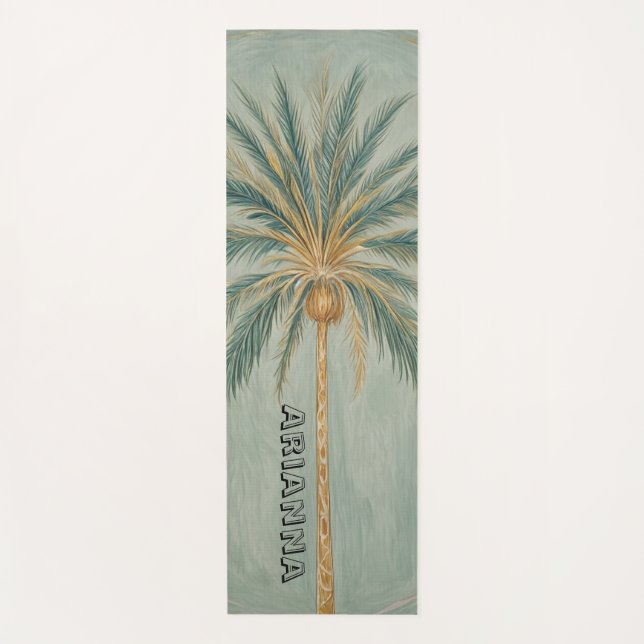 Tapete De Yoga Palm Majestade: Solteiro da Árvore Palm Design (Frente)