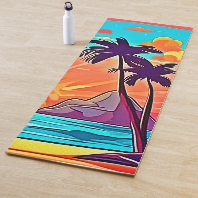 Tapete De Yoga Palmas do Sol: Visão Tropical (In Situ)