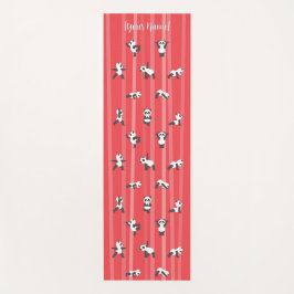 Tapete de Yoga Panda Vermelho Nome Personalizado e