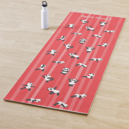 Tapete de Yoga Panda Vermelho Nome Personalizado e