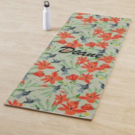 Tapete De Yoga Pássaros E Flores