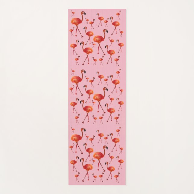 Tapete De Yoga Pássaros rosa flamingos Yoga Mat (Frente)