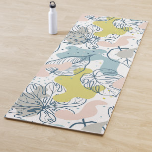 Tapete De Yoga Pastel coloração Folhas de palma e formas orgânica