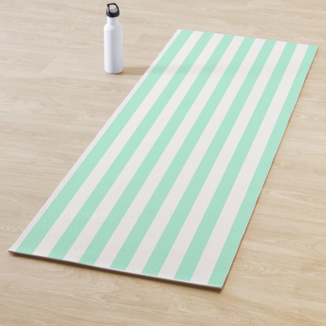 Tapete De Yoga Pastel Mint Green Stripes Verão (In Situ)