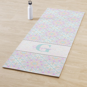Tapete De Yoga Pastel Rainbow Floral Mandala Personalizado