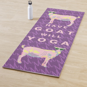 Tapete De Yoga Pastels da ioga da cabra no fundo roxo do
