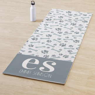Tapete De Yoga Pata Personalizada Imprime Monograma de Cinza