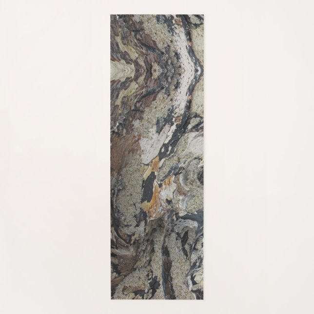 Tapete De Yoga Patterno de Madeira de Praia Russa Costeira (Frente)