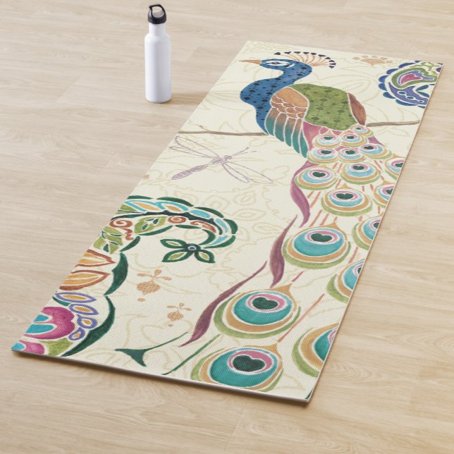 Tapete De Yoga Pavão azul majestoso (In Situ)