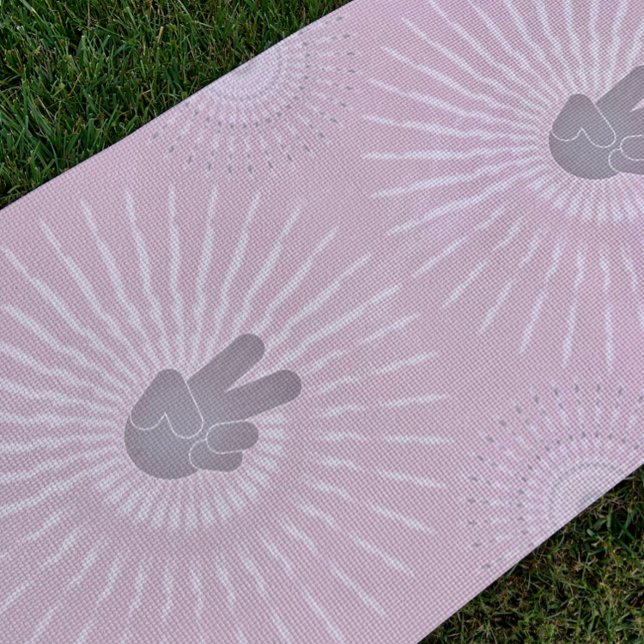 Tapete De Yoga Peace Be with You Yoga Mat (Hand Peace Sign Over Tie Dye Effect and mandalas on the border by Awakening Graphics)