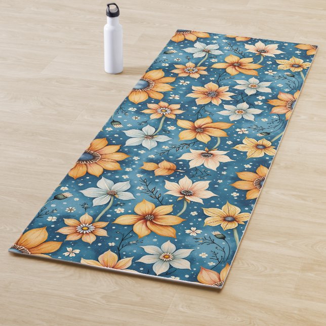 Tapete De Yoga Peach e White Floral Yoga Mat (In Situ)