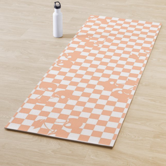 Tapete De Yoga Peach Fuzz Cherry Gingham Patterno (In Situ)