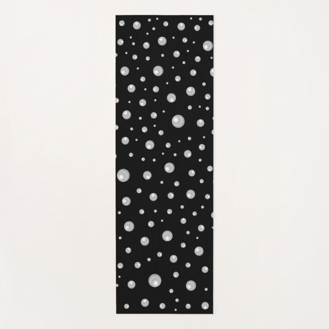 Tapete De Yoga Pearl Pattern on Black Background (Frente)