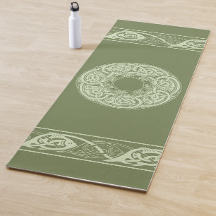 Tapete De Yoga Peixe de Knotwork Celta em Verde