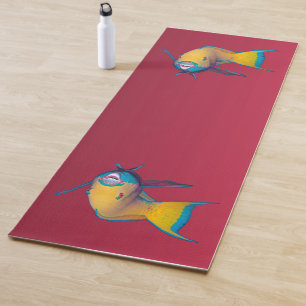 Tapete De Yoga Peixe-papagaio - Design Abstrato - Corte na foto