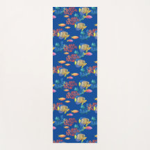 Peixe tropical e coral em azul