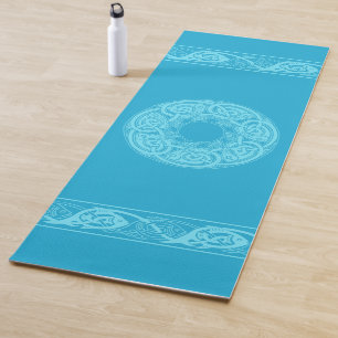 Tapete De Yoga Peixes de Knotwork Celta em Azul