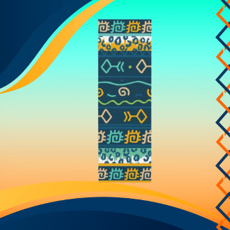 Tapete De Yoga Peixes Gráficos com Geometria no Azul Escuro