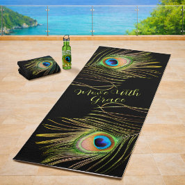 Tapete De Yoga Pena de Pavão – Mova-se com Graça Motivacional