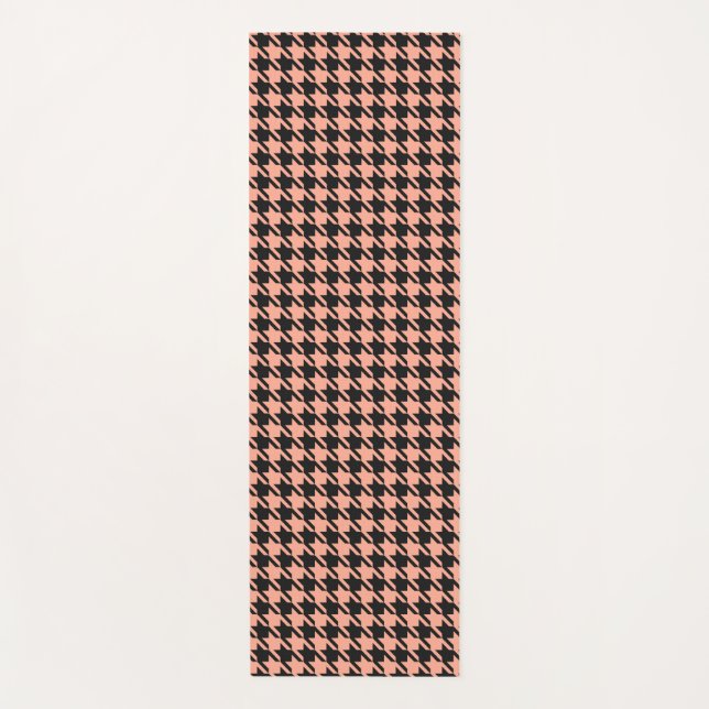 Tapete De Yoga Pepita Clássica Houndstooth Peach Preto (Frente)
