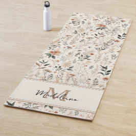 Tapete De Yoga Pequenas flores Rustic Chic Patterno Name Monogram