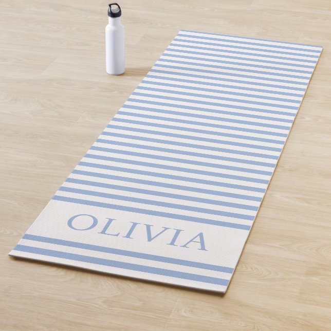 Tapete De Yoga Personalised Blue and white stripes beach house  (In Situ)