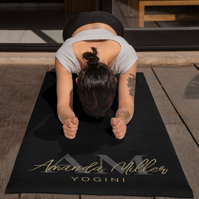 Tapete De Yoga Personalizado Com Nome Dourado Monograma Moderno P (Criador carregado)
