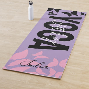 Tapete de Yoga Personalizado com Nome e Borboletas