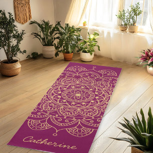 Tapete de Yoga Personalizado Cor Dourada Mandala