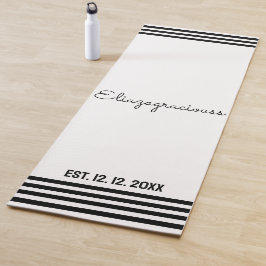 Tapete De Yoga Personalizado Fofo Nome Inicial Branco Preto Moder