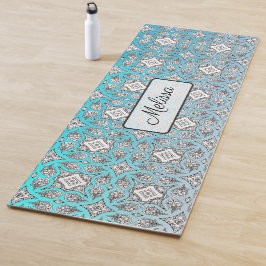 Tapete De Yoga Personalizado Mandala Azul Água