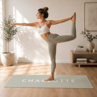 Tapete de Yoga Personalizado Verde Sage Moderno