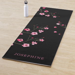 Tapete De Yoga Personalizar cerejeira Blossom Sakura Cor de água