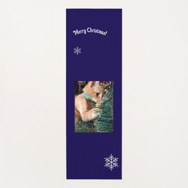 Tapete De Yoga Personalizar texto de foto de Natal de gato (Frente)