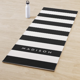 Tapete De Yoga Personalize com as listras pretas & brancas