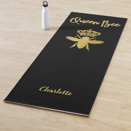 Tapete De Yoga Personalize Moderna RAINHA ABELHA Dourado e Preto