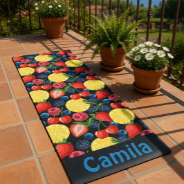 Tapete De Yoga Personalized Berries & Citrus Pattern 