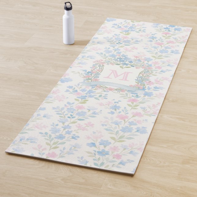 Tapete De Yoga Personalized Floral Monogram Yoga Mat (In Situ)
