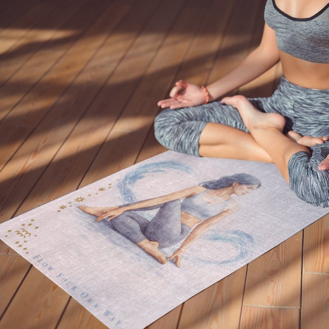 Tapete De Yoga Personalized Illustrated Aquarius Zodiac Quote (Criador carregado)