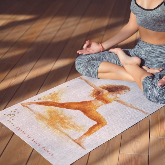 Tapete De Yoga Personalized Illustrated Leo Zodiac Quote (Criador carregado)