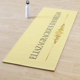 Tapete De Yoga Personalized Modern Classic Cream Black with Name 