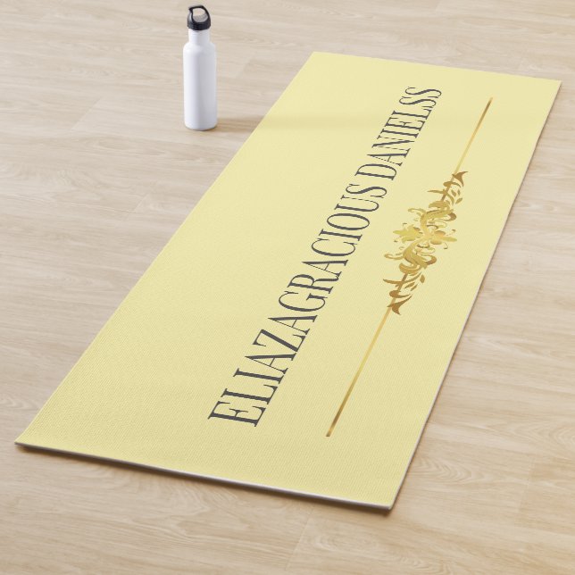 Tapete De Yoga Personalized Modern Classic Cream Black with Name  (In Situ)