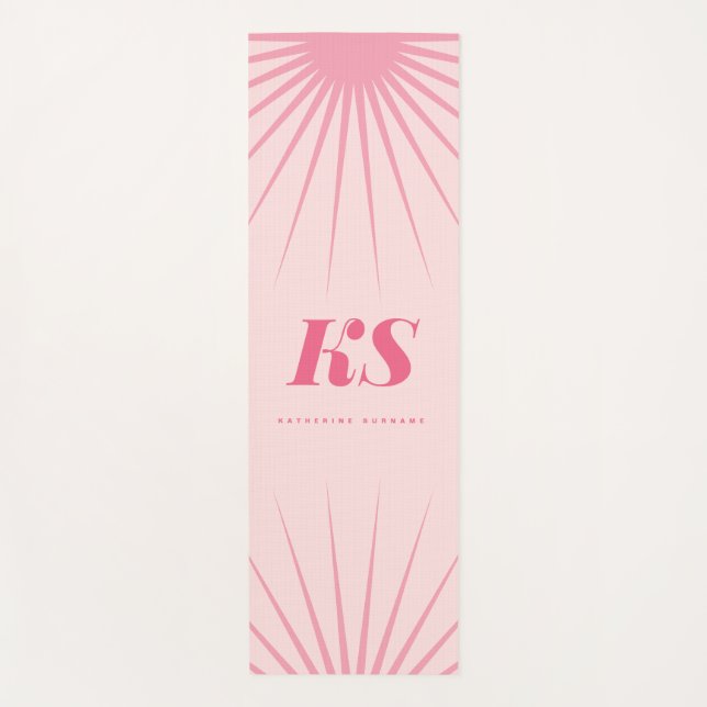 Tapete De Yoga Personalized Monogram Initials Pink Yoga Mat (Frente)