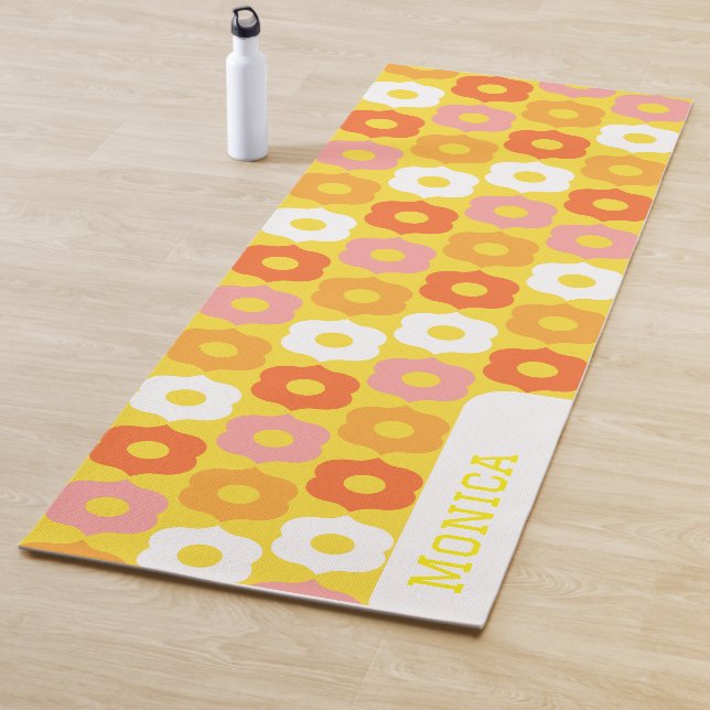 Tapete De Yoga Personalized name yellow orang flowers pattern (In Situ)
