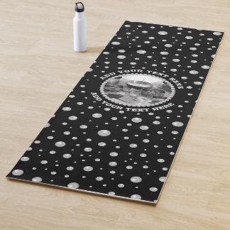 Tapete De Yoga Personalized Photo with Pearls Circle on Black