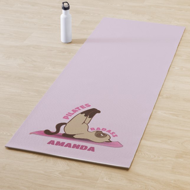 Tapete De Yoga Pilota Badass Workout Kitty Nome Personalizado (In Situ)