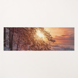 Tapete De Yoga Pinheiros e pinheiros com neve