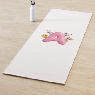 Tapete De Yoga Pink Balloon Letter A Forest Animals Kids Yoga Mat